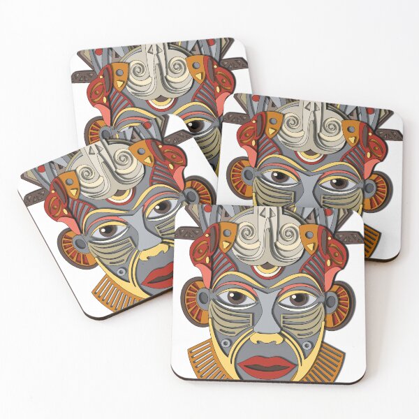 Item preview, Ochre Ancestral Mask: African Tribal Art in Vector Layers designed and sold by Keltoi-art.