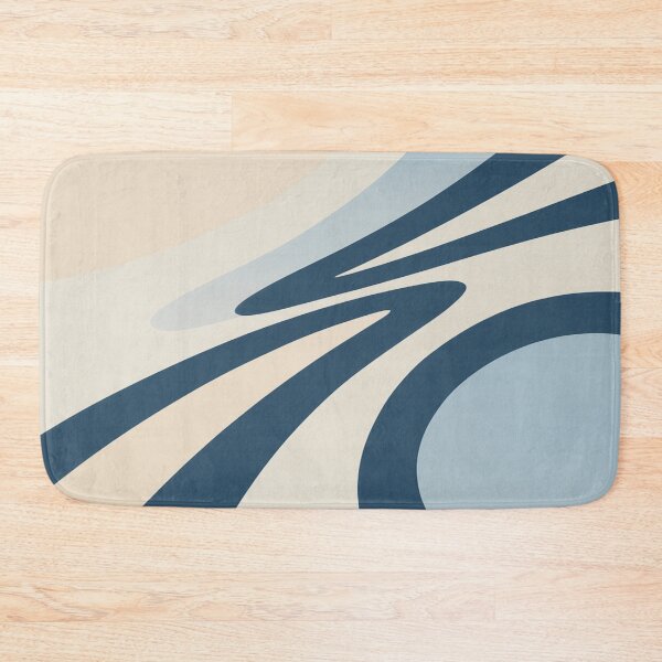 Item preview, Flow of Energy VII — Soft Blue Motion (Minimalist Abstract Art in Cream & Deep Blue Tones) designed and sold by InspireVibeArt.
