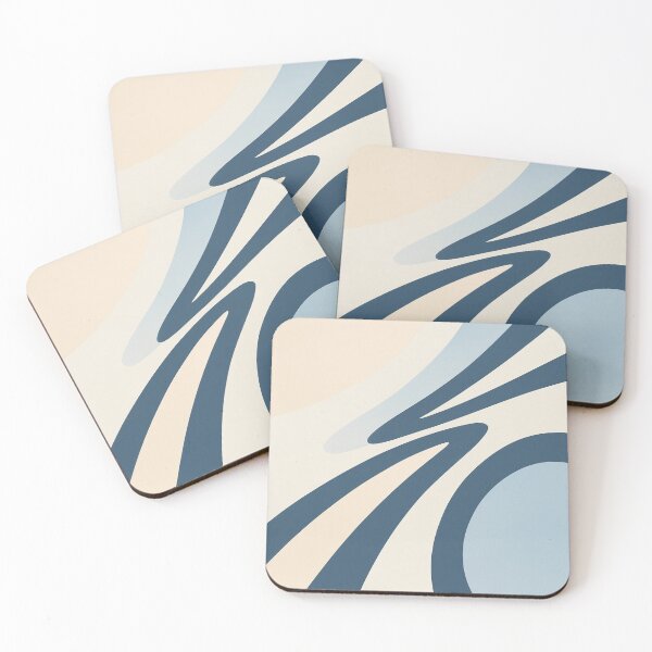 Item preview, Flow of Energy VII — Soft Blue Motion (Minimalist Abstract Art in Cream & Deep Blue Tones) designed and sold by InspireVibeArt.