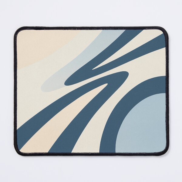 Item preview, Flow of Energy VII — Soft Blue Motion (Minimalist Abstract Art in Cream & Deep Blue Tones) designed and sold by InspireVibeArt.