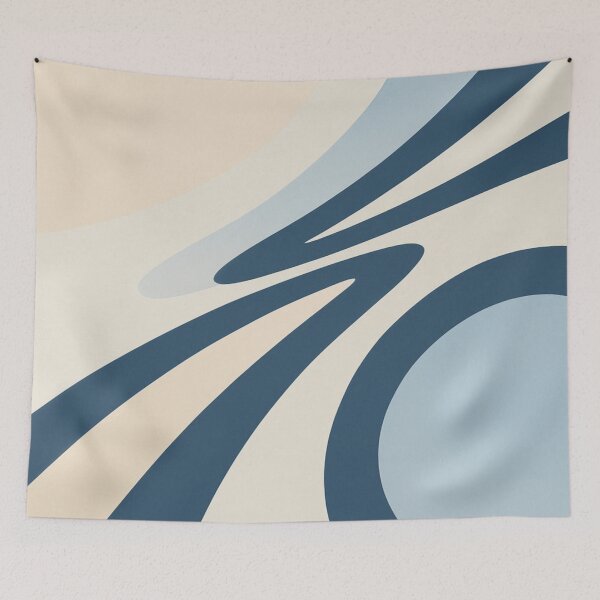 Item preview, Flow of Energy VII — Soft Blue Motion (Minimalist Abstract Art in Cream & Deep Blue Tones) designed and sold by InspireVibeArt.