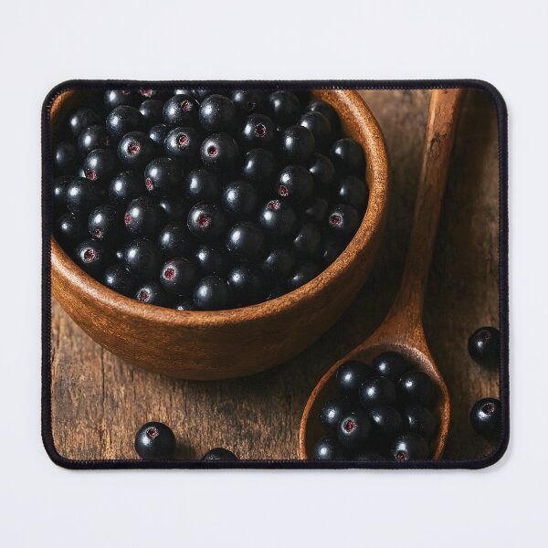 Item preview, Açaí Berries in Rustic Brown Bowl – Superfood on Wooden Table designed and sold by EmeraldeaArt.