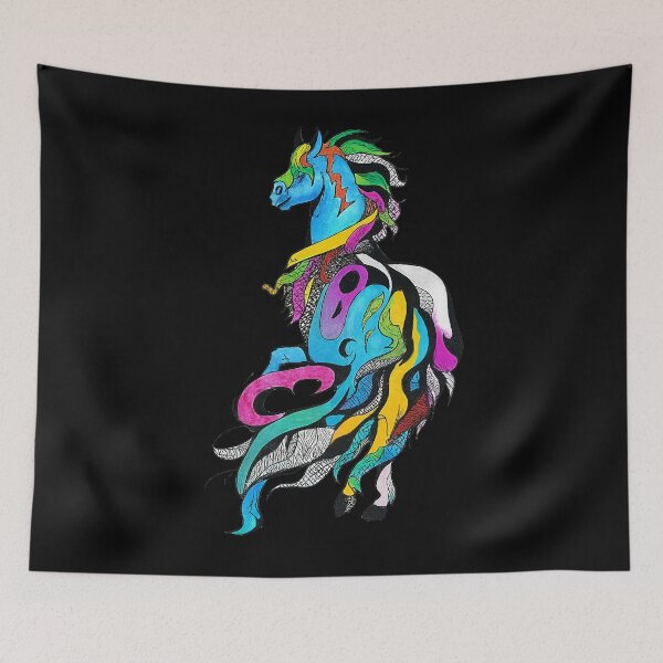 Item preview, Colorful rearing horse with patterned mane designed and sold by ChromaticHooves.