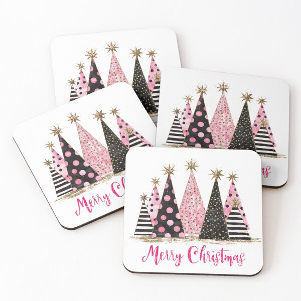 Item preview, Pink polka dots and black stripe Merry Christmas designed and sold by MendaciousMina.