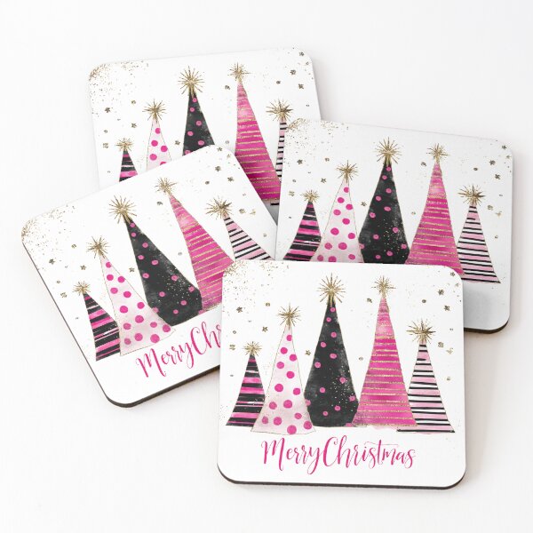 Item preview, Pink polka dots and black stripe Merry Christmas designed and sold by MendaciousMina.