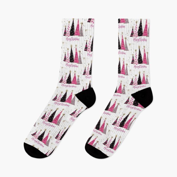 Item preview, Pink polka dots and black stripe Merry Christmas designed and sold by MendaciousMina.