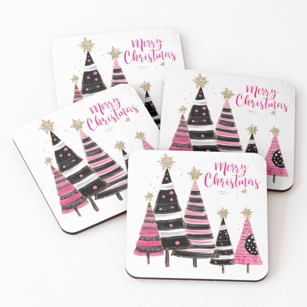 Item preview, Pink polka dots and black stripe Merry Christmas designed and sold by MendaciousMina.