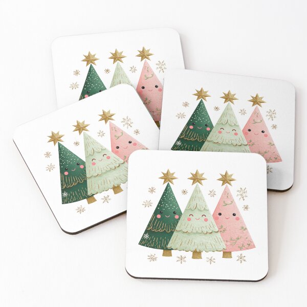 Item preview, Happy  Pink and green Christmas trees designed and sold by MendaciousMina.