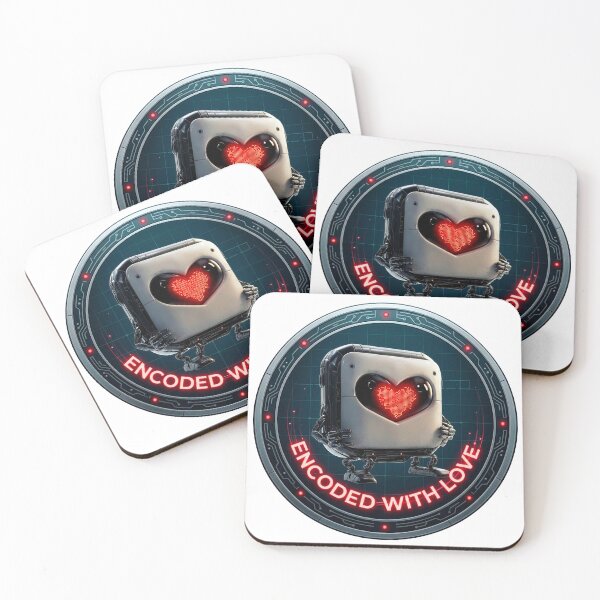 Item preview, Cute AI Robot in Love – Cyber Heart & Tech Romance Art Encoded with love designed and sold by xper-t-s.