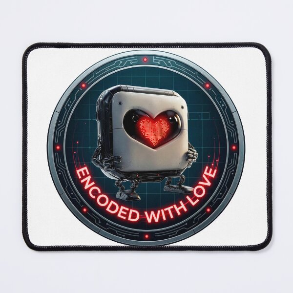 Item preview, Cute AI Robot in Love – Cyber Heart & Tech Romance Art Encoded with love designed and sold by xper-t-s.