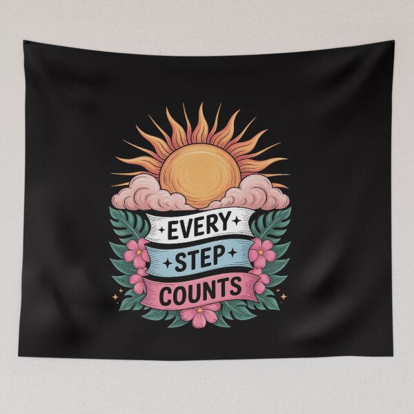 Item preview, Walking Motivation Every Step Counts Quote designed and sold by ConceptThena.