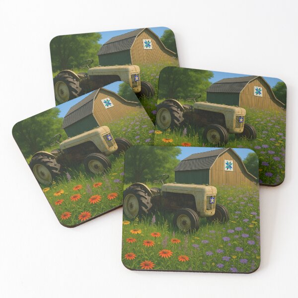 Item preview, Vintage Farm Tractor With Barn Quilt And Wildflowers designed and sold by Eric’s Creative Corner.