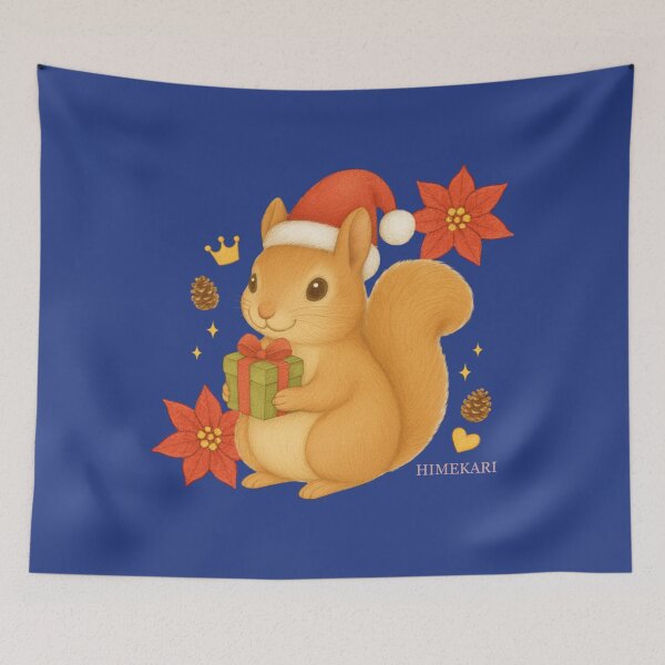 Item preview, Christmas Squirrel - Solid Navy designed and sold by HIMEKARI.