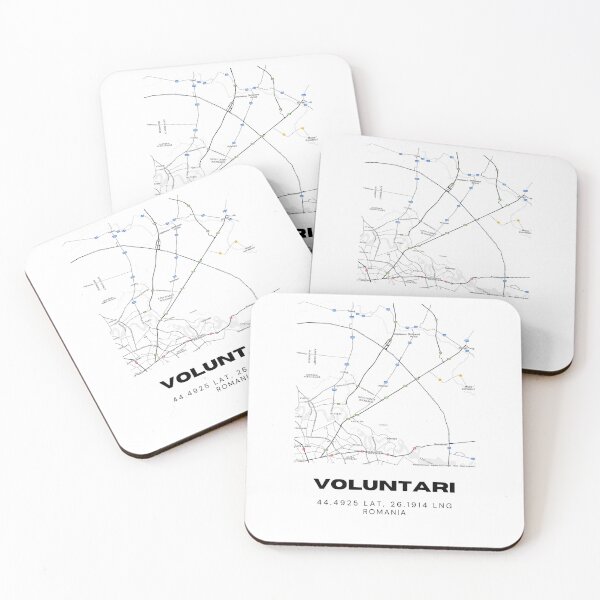 Item preview, Voluntari Romania Black & White Minimalist Map designed and sold by RM-Journey.
