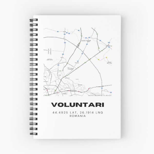 Item preview, Voluntari Romania Black & White Minimalist Map designed and sold by RM-Journey.
