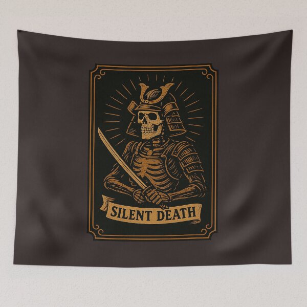 Item preview, Silent Death Samurai Skeleton – Vintage Warrior Katana Artwork designed and sold by Slaivarart.