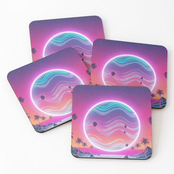 Artikelvorschau, Vaporwave Sunset Glow: Retro 80s Synthwave Grid | Aesthetic Retrowave Planet Palms entworfen und verkauft von VibranPalette.