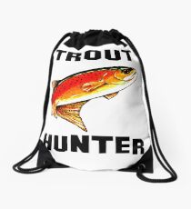 Trout Hunter Yellowstone Cutthroat Trout Char Fish Fishing Fly Gift Idea Father Dad Husband Rocky Mountain Jackie Carpenter Drawstring Bag