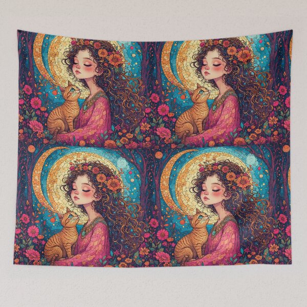 Item preview, Beautiful girl with a cat. designed and sold by Natalia-Vlad.