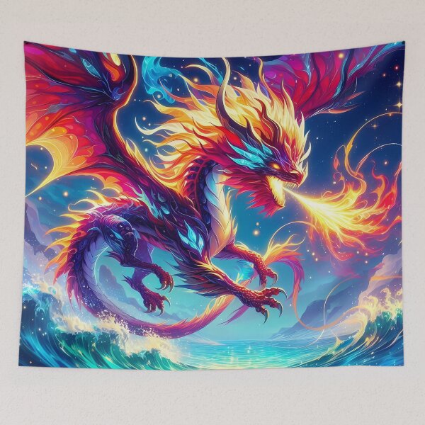 Item preview, Vibrant Fire Dragon - Fire Mane designed and sold by AlyssMirinArt-.