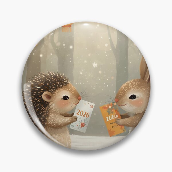 Item preview, Whimsical Hedgehog and Rabbit New Year 2026 Card Exchange designed and sold by WildlifeWhimsy.