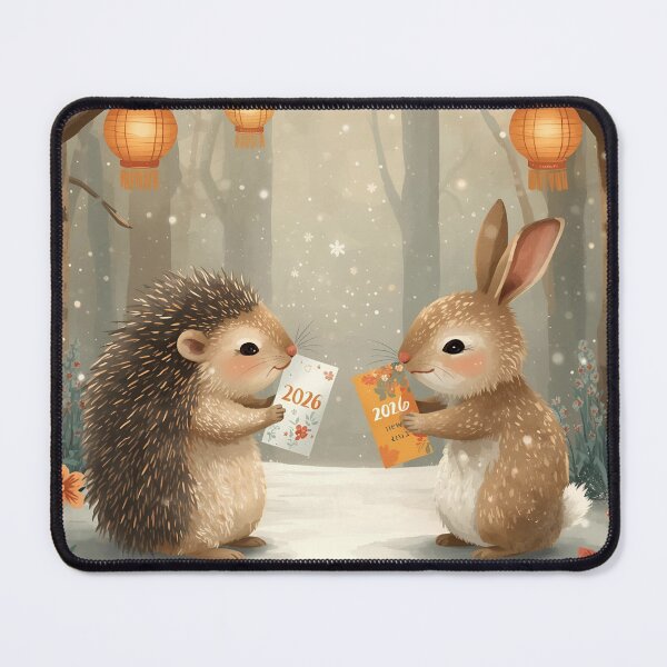 Item preview, Whimsical Hedgehog and Rabbit New Year 2026 Card Exchange designed and sold by WildlifeWhimsy.