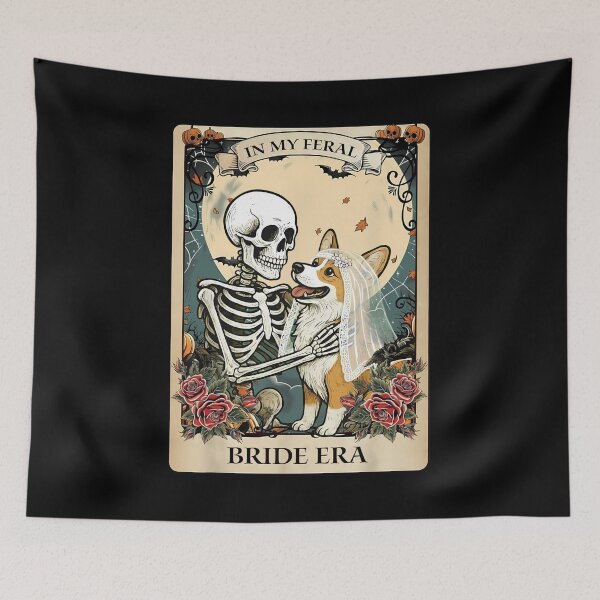Item preview, Feral Bride Era Skeleton and Corgi Tee designed and sold by TinaMDedrick.