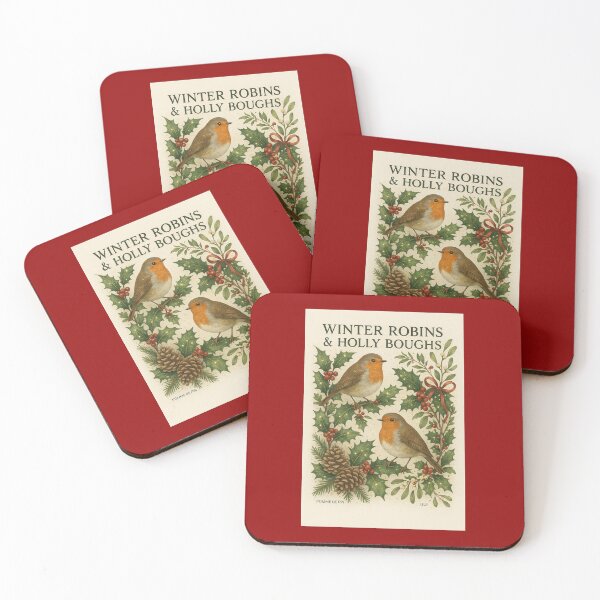 Item preview, Winter Robins & Holly Boughs — Vintage Botanical Christmas Print designed and sold by Novel Works Studio.