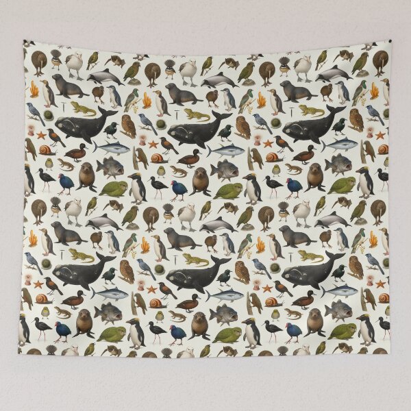 Item preview, Animals of New Zealand Retro Wildlife Illustration Chart designed and sold by kakarikihill.