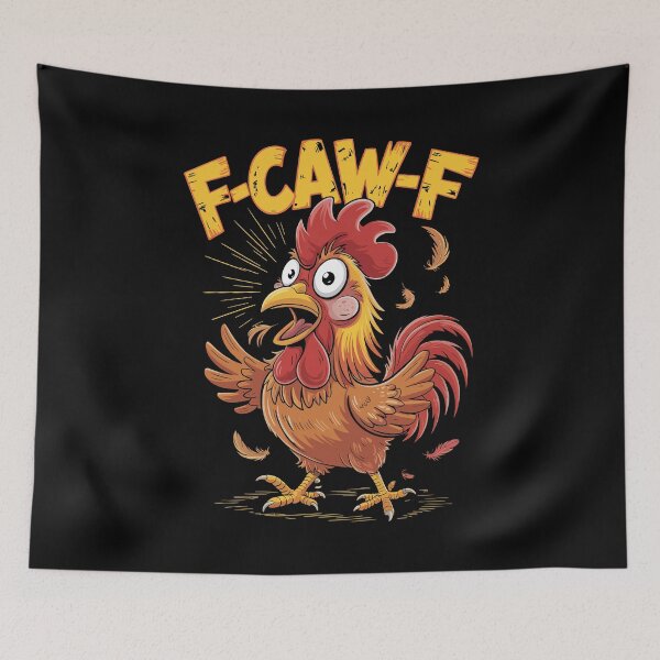 Item preview, Funny Rooster F-CAW-F Cartoon | Chicken Humor T-Shirt Design designed and sold by TshirtMyMom.