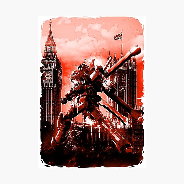 Item preview, CROSS BONE GUNDAM X ink red frame art illustration designed and sold by sabartgunpla.