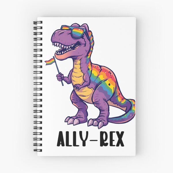 Item preview, Purple Rainbow Dino - LGBTQ+ Ally-Rex Dinosaur T-Shirt designed and sold by LavenderLibraryPress.