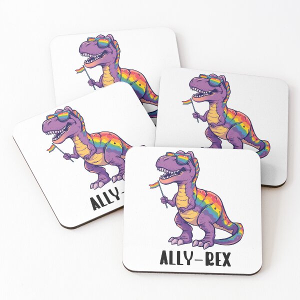 Item preview, Purple Rainbow Dino - LGBTQ+ Ally-Rex Dinosaur T-Shirt designed and sold by LavenderLibraryPress.