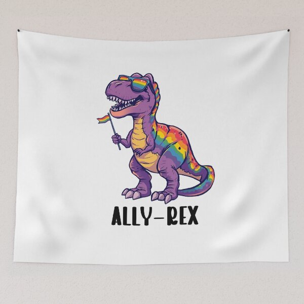 Item preview, Purple Rainbow Dino - LGBTQ+ Ally-Rex Dinosaur T-Shirt designed and sold by LavenderLibraryPress.