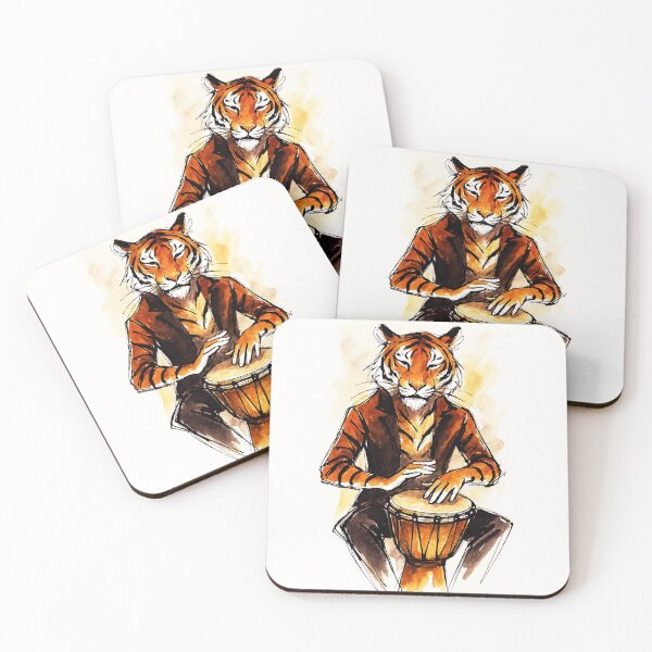 Item preview, Tiger Drummer on Djembe - Musician vibe designed and sold by Sarcastic designs.