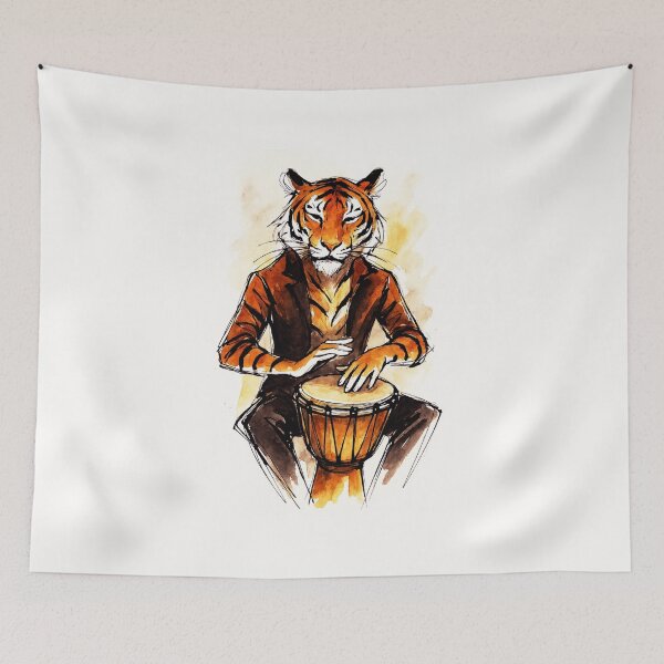 Item preview, Tiger Drummer on Djembe - Musician vibe designed and sold by Sarcastic designs.