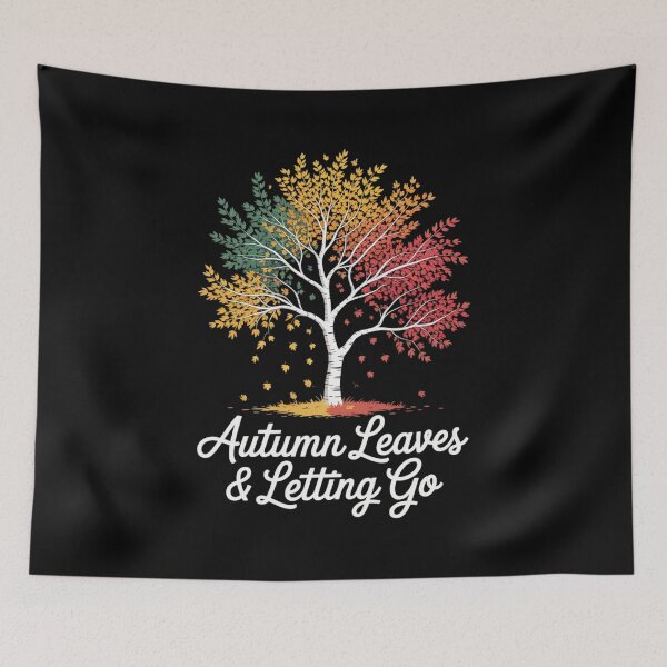 Item preview, Watercolor Fall Tree with Letting Go Quote Autumn Poem designed and sold by ryukaizox1.