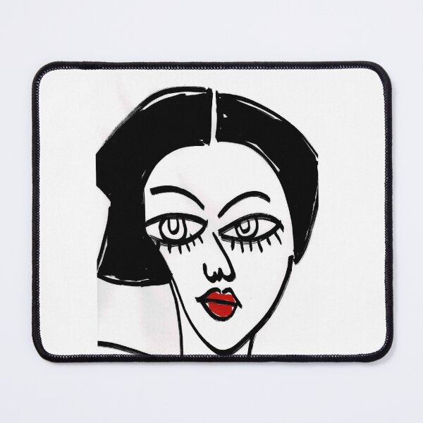 Item preview, Retro Style, Neo Expressionist, Black and White, Line Drawn Woman with Red Lips - Alpha designed and sold by ksan30.