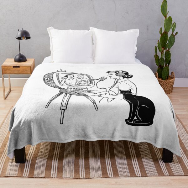 Item preview, Retro Futuristic Video Call – 1950s Sci-Fi with Black Cat designed and sold by Goomez Art.