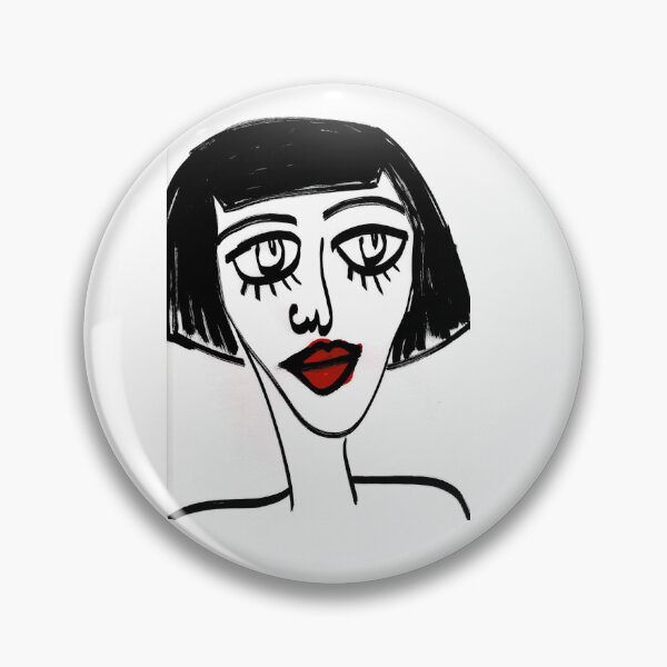 Item preview, Retro Style, Neo Expressionist, Black and White, Line Drawn Woman with Red Lips - Betty designed and sold by ksan30.