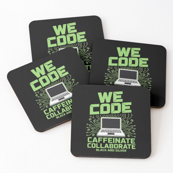 Item preview, We Code Caffeinate Collaborate Neon Green designed and sold by Rotasiin.