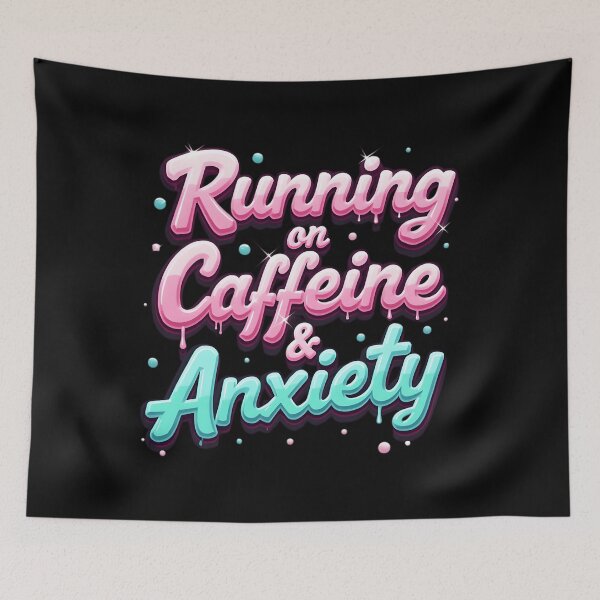 Item preview, Running On Caffeine Anxiety Retro Neon Bubble Font designed and sold by pekanelm43.