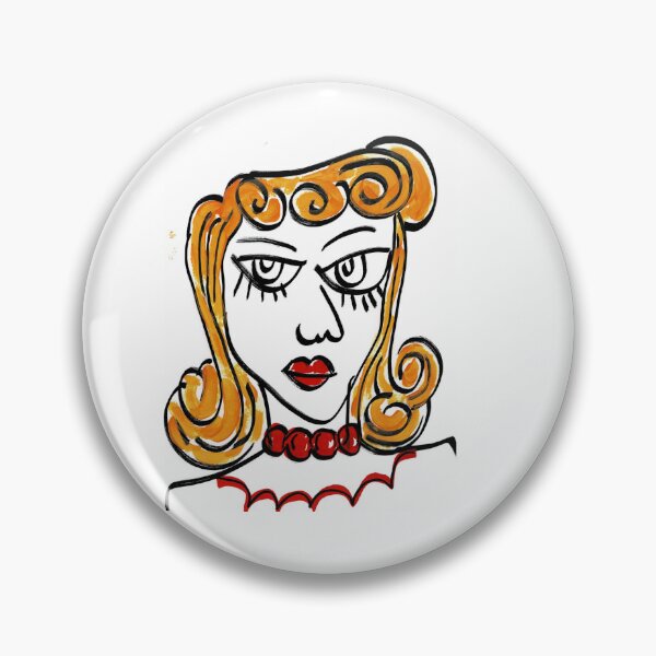 Item preview, Retro Style, Neo Expressionist, Black and White, Line Drawn Woman with Red Lips - Deb designed and sold by ksan30.