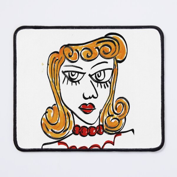 Item preview, Retro Style, Neo Expressionist, Black and White, Line Drawn Woman with Red Lips - Deb designed and sold by ksan30.