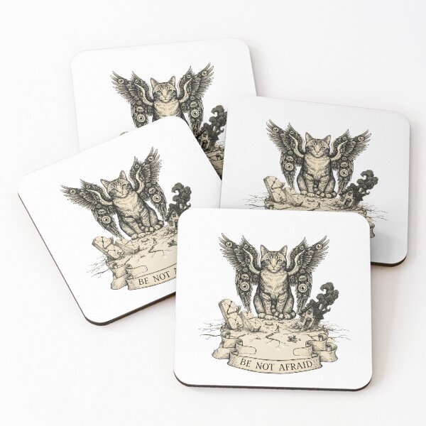 Item preview, WINGED CAT – Be Not Afraid designed and sold by BestiaryAtelier.
