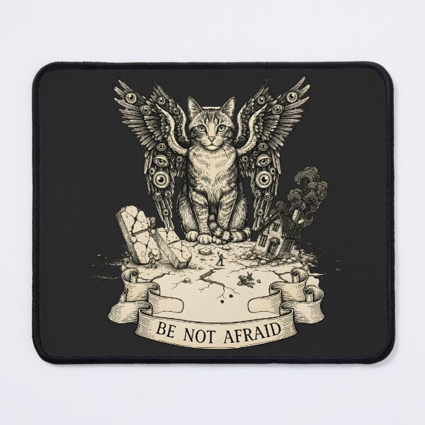 Item preview, WINGED CAT – Be Not Afraid designed and sold by BestiaryAtelier.