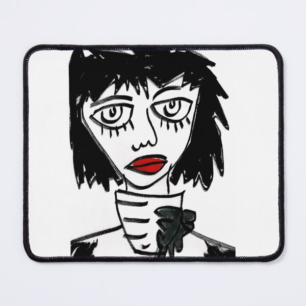 Item preview, Retro Style, Neo Expressionist, Black and White, Line Drawn Woman with Red Lips - Evelyn designed and sold by ksan30.