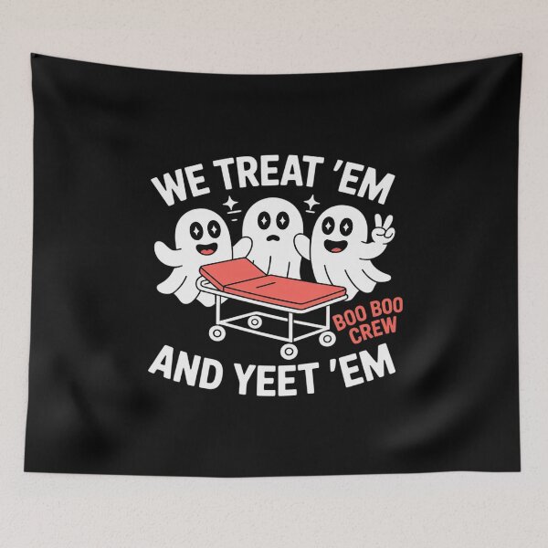 Item preview, We Treat 'Em and Yeet 'Em EMT EMS Paramedic Ghost Halloween designed and sold by Rotasiin.