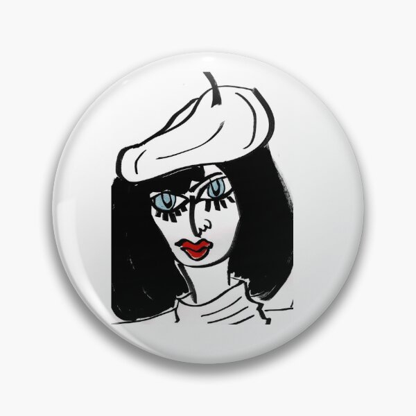 Item preview, Retro Style, Neo Expressionist, Black and White, Line Drawn Woman with Red Lips - Hayley designed and sold by ksan30.