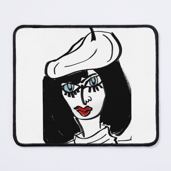 Item preview, Retro Style, Neo Expressionist, Black and White, Line Drawn Woman with Red Lips - Hayley designed and sold by ksan30.